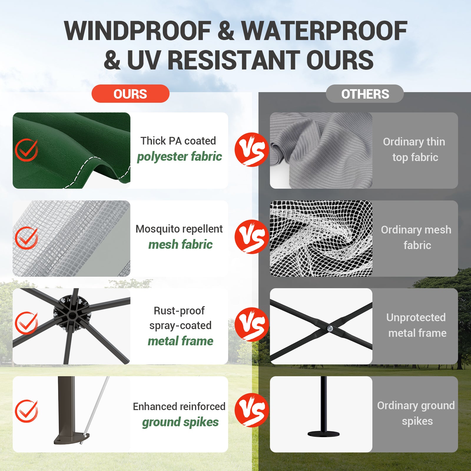 Garvee 13'x13' Pop Up Screen Tent with Mosquito Netting for Outdoor Patio Pavilion Hexagonal Sun Shelter Beige