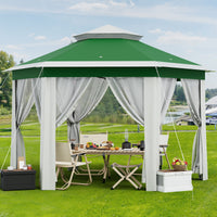 Garvee 13'x13' Pop Up Screen Tent with Mosquito Netting for Outdoor Patio Pavilion Hexagonal Sun Shelter Beige
