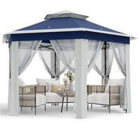 Garvee 13'x13' Pop Up Screen Tent with Mosquito Netting for Outdoor Patio Pavilion Hexagonal Sun Shelter Beige