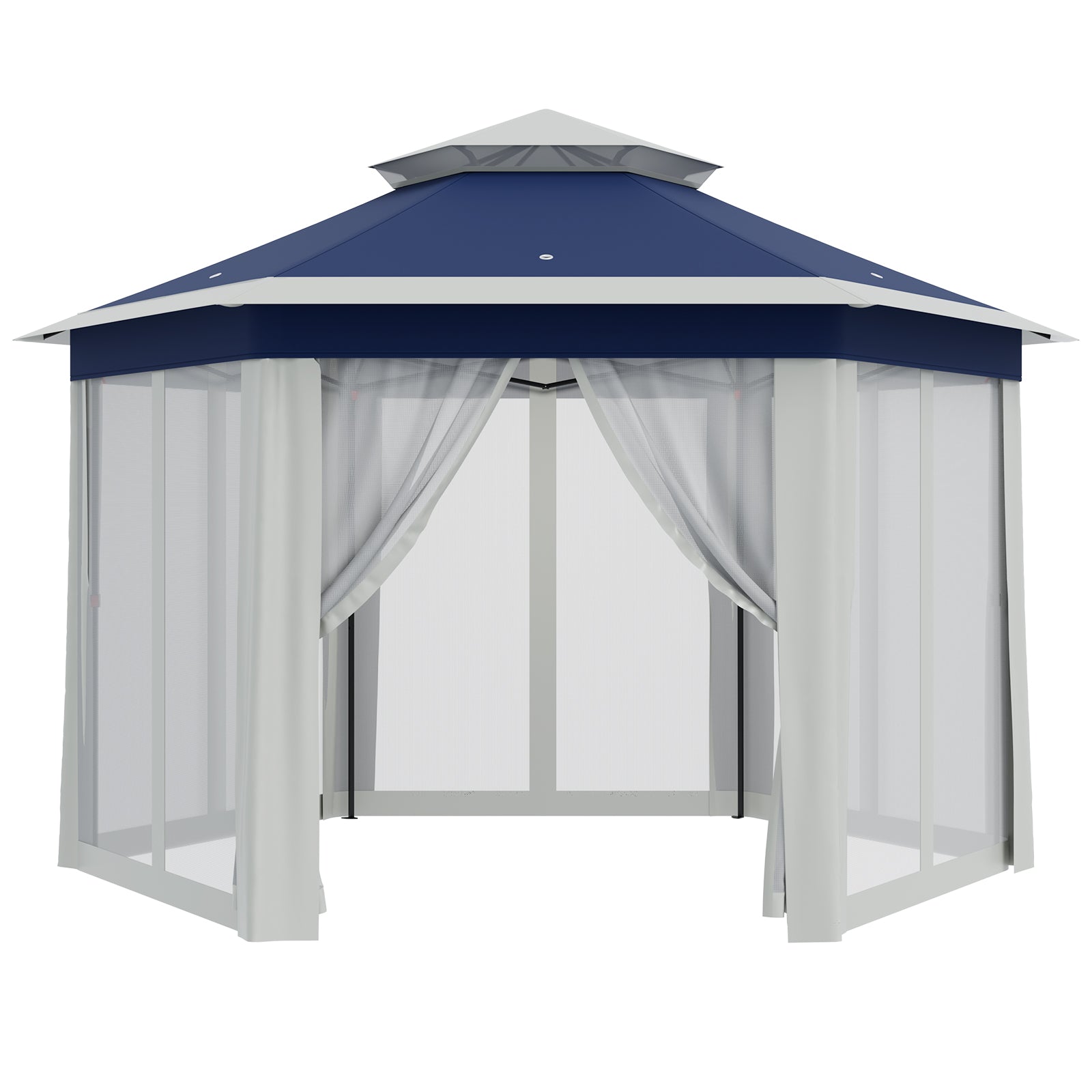 Garvee 13'x13' Pop Up Screen Tent with Mosquito Netting for Outdoor Patio Pavilion Hexagonal Sun Shelter Beige