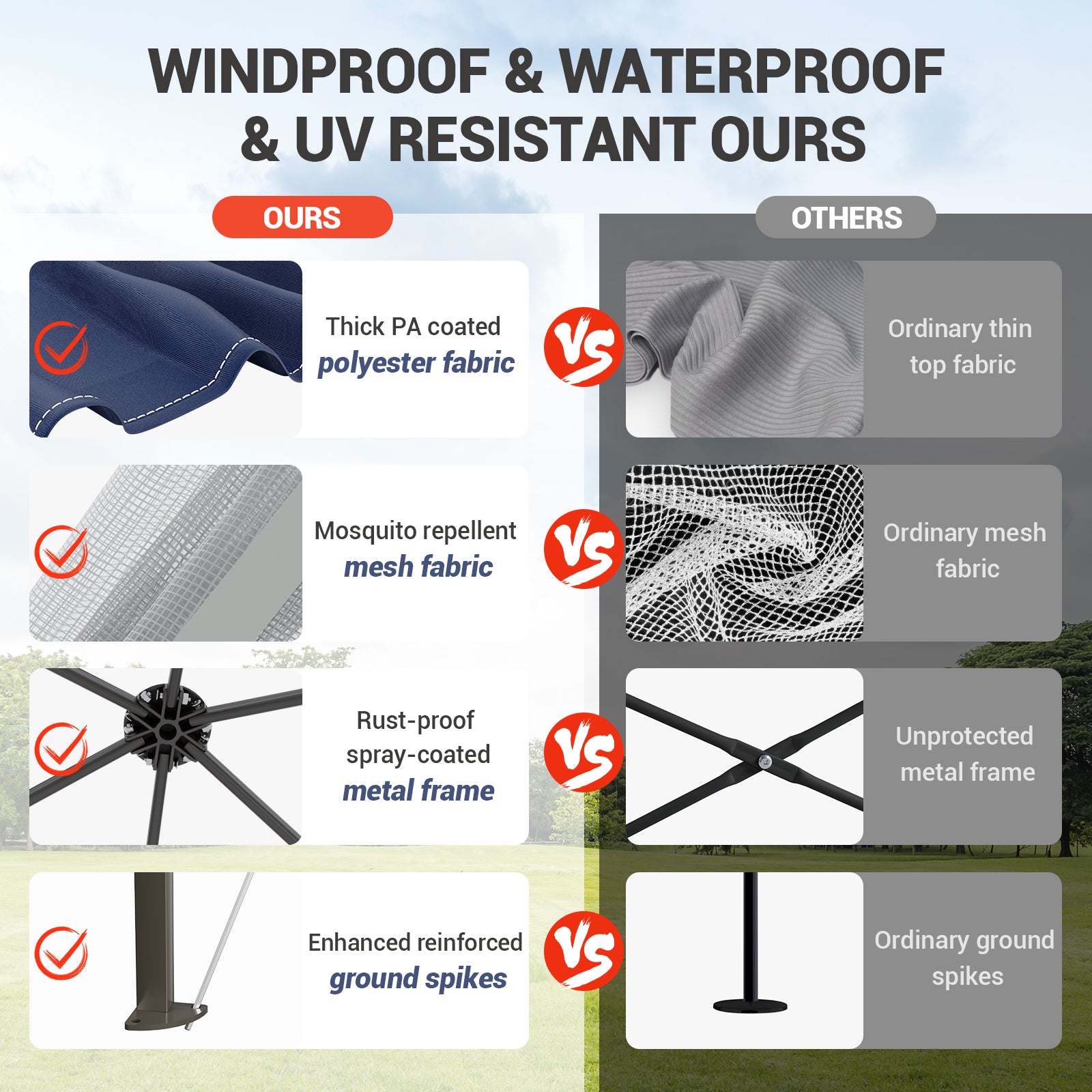 Garvee 13'x13' Pop Up Screen Tent with Mosquito Netting for Outdoor Patio Pavilion Hexagonal Sun Shelter Beige