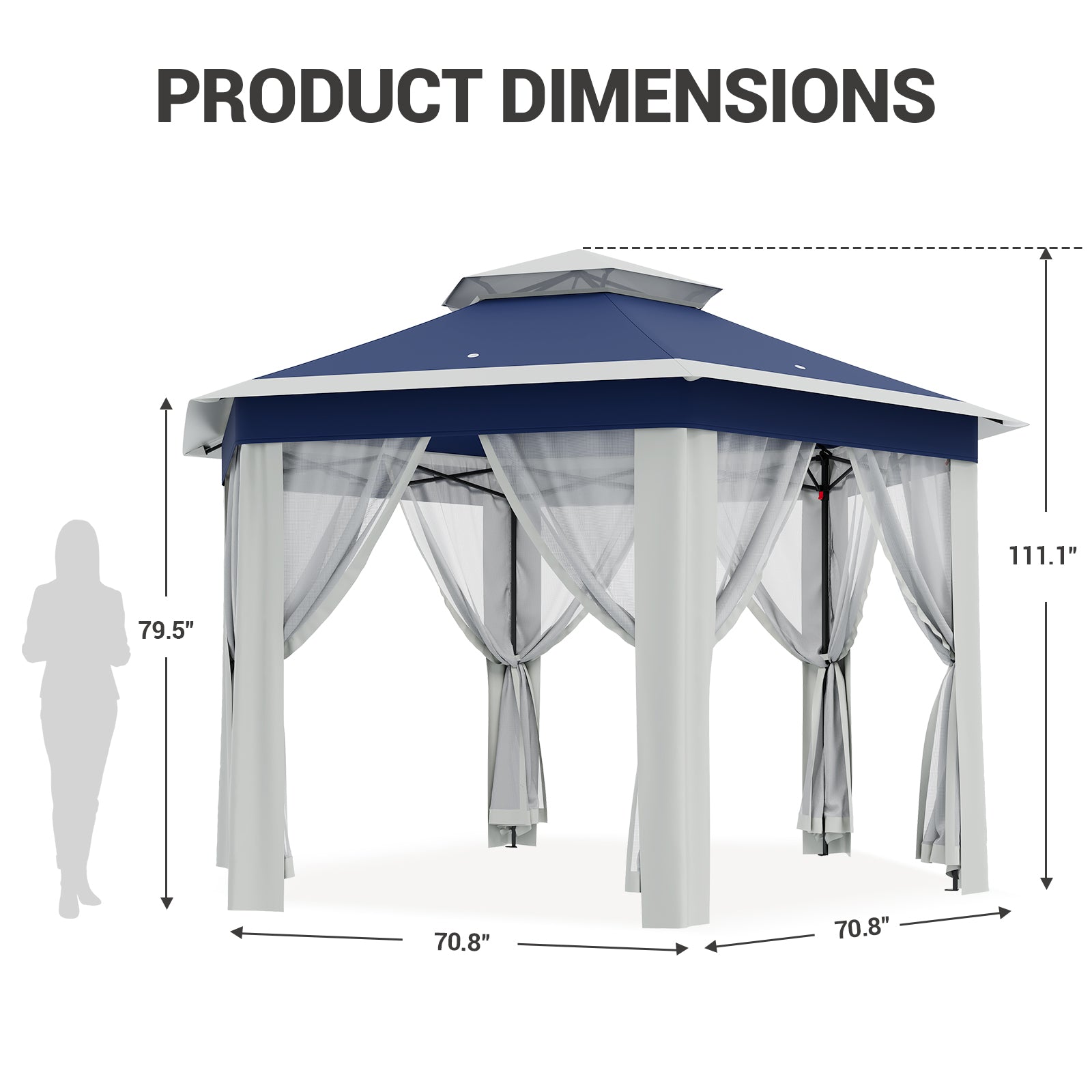 Garvee 13'x13' Pop Up Screen Tent with Mosquito Netting for Outdoor Patio Pavilion Hexagonal Sun Shelter Beige