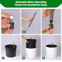 Garvee Tall Round Planter Set of 2, 20" Large Flower Pot Outdoor, Planters for Indoor Plants with Built-in Drainage and a Water Level Monitor and Wheels for Patio, Porch, Living Room, or Home Office,White