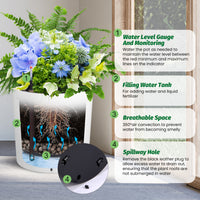 Garvee Tall Round Planter Set of 2, 20" Large Flower Pot Outdoor, Planters for Indoor Plants with Built-in Drainage and a Water Level Monitor and Wheels for Patio, Porch, Living Room, or Home Office,White