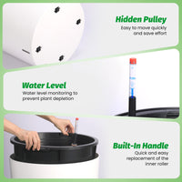 Garvee Tall Round Planter Set of 2, 20" Large Flower Pot Outdoor, Planters for Indoor Plants with Built-in Drainage and a Water Level Monitor and Wheels for Patio, Porch, Living Room, or Home Office,White