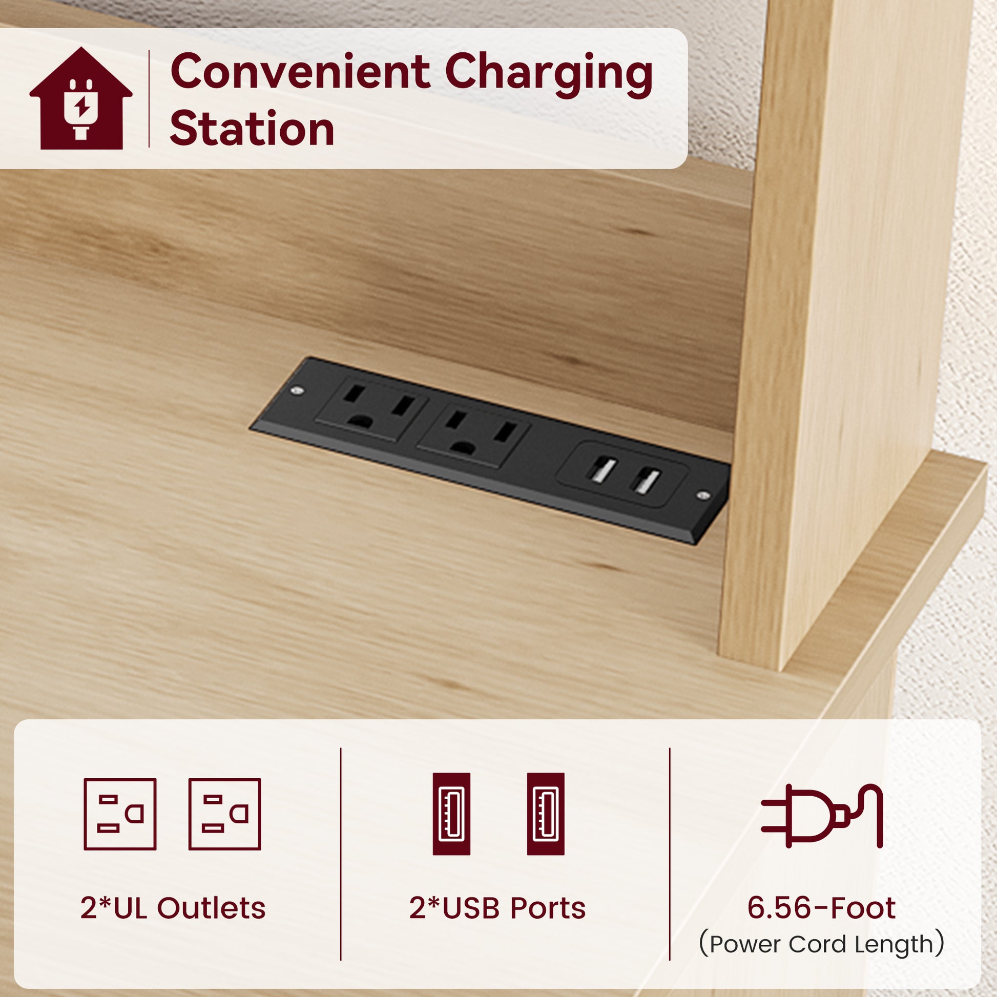 Garvee Farmhouse Bakers Rack with 2 Glass Doors, Power Outlet,Thickened Counter