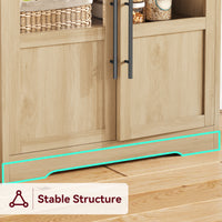 Garvee Farmhouse Bakers Rack with 2 Glass Doors, Power Outlet,Thickened Counter