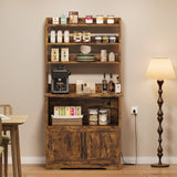 Garvee Farmhouse Microwave Stand Bakers Rack Cabinet, Bakers Rack with Power Outlet,Thickened Counter - Retro