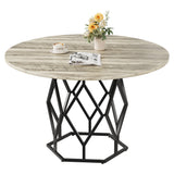Garvee Round Dining Table for 4-6 People, 47 Inch Farmhouse Kitchen Table, Modern Circle Dinner Table with Sturdy Iron Base, Industrial Wood Dinning Room Table for Kitchen, Grey - Gray