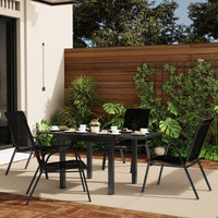Garvee Patio Stackable Chairs Set of 4 - Outdoor Metal Frame Dining Chairs with Breathable Textilene Fabric for Patio, Deck, Backyard, Black