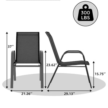 Garvee Stackable Patio Dining Chairs Set of 4, High-Back Textilene Outdoor Chairs with All Black Powder-Coated Steel Frame, All-Weather Deck Garden Seating, Solid Black