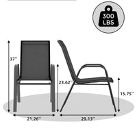 Garvee Patio Stackable Chairs Set of 4 - Outdoor Metal Frame Dining Chairs with Breathable Textilene Fabric for Patio, Deck, Backyard, Black