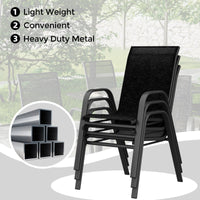 Garvee Patio Stackable Chairs Set of 4 - Outdoor Metal Frame Dining Chairs with Breathable Textilene Fabric for Patio, Deck, Backyard, Black