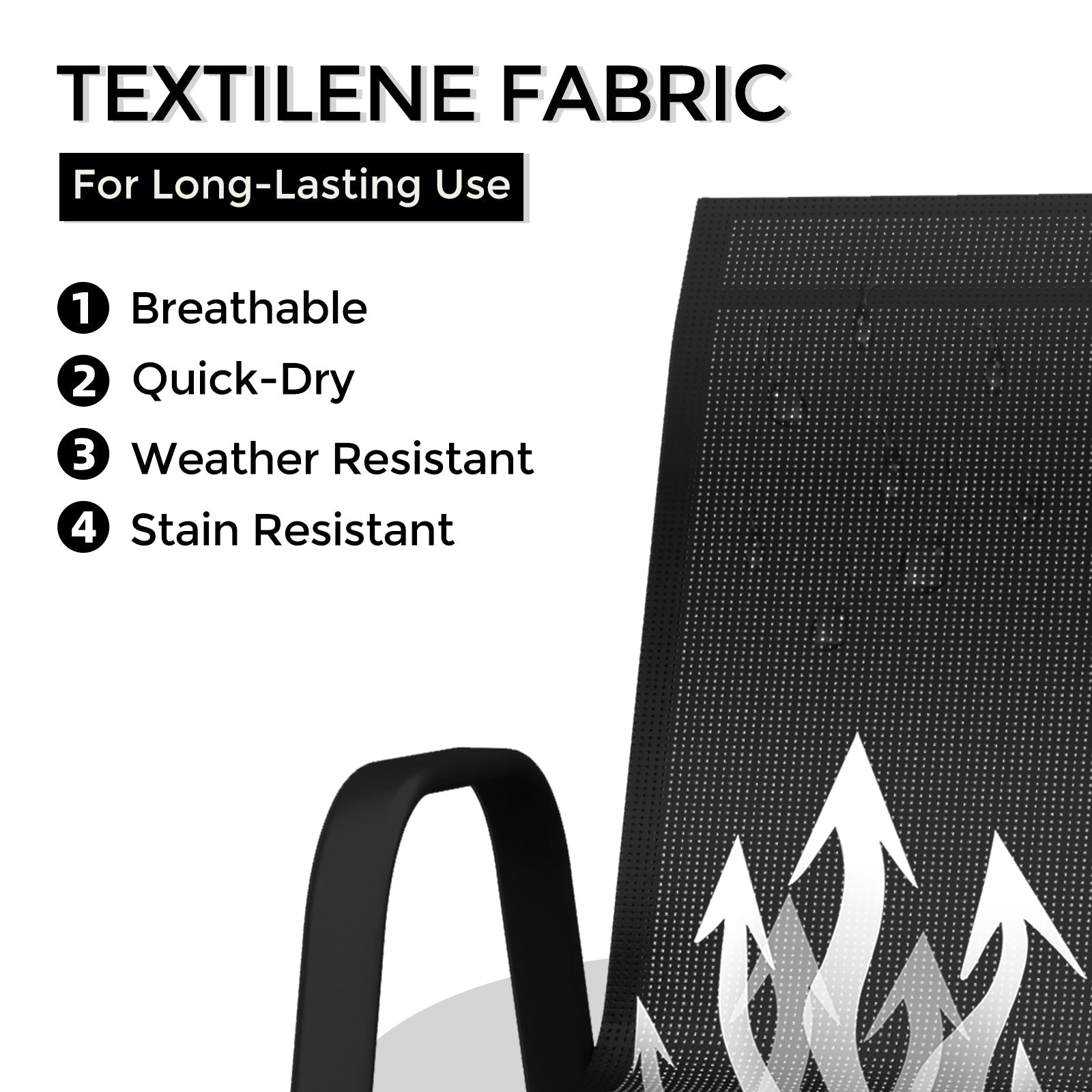 Garvee Patio Stackable Chairs Set of 4 - Outdoor Metal Frame Dining Chairs with Breathable Textilene Fabric for Patio, Deck, Backyard, Black