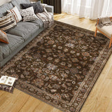Garvee 9'x12' Area Rugs for Living Room Vintage Washable Non Slip Rugs for Dining Room Bedroom Indoor Rugs for Office Red Borwn - Reddish Brown