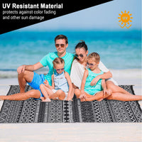 Garvee Outdoor Black & White 10x20 Ultra Large Area Rug, Non-Slip Stain-Resistant Foldable Plastic Outdoor Mat for Camping Picnic Beach Balcony