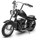 Garvee Ride - T Series: 24V Electric Dirt Bike, 2 Speed Max Up to 14 mph & 60 Minutes Continuous Ride on Toy Motorbike with Led Lights, Leather Seat, Handbrake for Big Kids Teen - Black