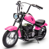 Garvee Ride - T Series: 24V Electric Dirt Bike, 2 Speed Max Up to 14 mph & 60 Minutes Continuous Ride on Toy Motorbike with Led Lights, Leather Seat, Handbrake for Big Kids Teen - Rose Red