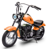 Garvee Ride - T Series: 24V Electric Dirt Bike, 2 Speed Max Up to 14 mph & 60 Minutes Continuous Ride on Toy Motorbike with Led Lights, Leather Seat, Handbrake for Big Kids Teen - Orange