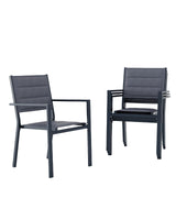 Garvee Set of 4 Stackable Patio Dining Chairs, All-Weather Aluminum Outdoor Stacking Chairs with Armrests,Gray - Gray