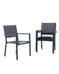Garvee Set of 4 Stackable Patio Dining Chairs, All-Weather Aluminum Outdoor Stacking Chairs with Armrests,Gray