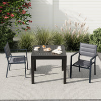 Garvee Set of 4 Stackable Patio Dining Chairs, All-Weather Aluminum Outdoor Stacking Chairs with Armrests,Gray