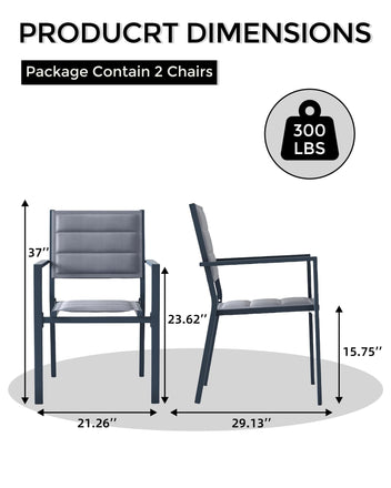 Garvee Set of 4 Stackable Patio Dining Chairs, All-Weather Aluminum Outdoor Stacking Chairs with Armrests,Gray