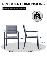 Garvee Set of 4 Stackable Patio Dining Chairs, All-Weather Aluminum Outdoor Stacking Chairs with Armrests,Gray
