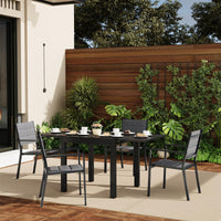 Garvee Set of 4 Stackable Patio Dining Chairs, All-Weather Aluminum Outdoor Stacking Chairs with Armrests,Gray