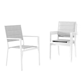 Garvee Set of 4 Stackable Patio Dining Chairs, All-Weather Aluminum Outdoor Stacking Chairs with Armrests,White - White