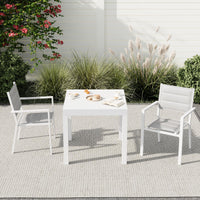Garvee Set of 4 Stackable Patio Dining Chairs, All-Weather Aluminum Outdoor Stacking Chairs with Armrests,White