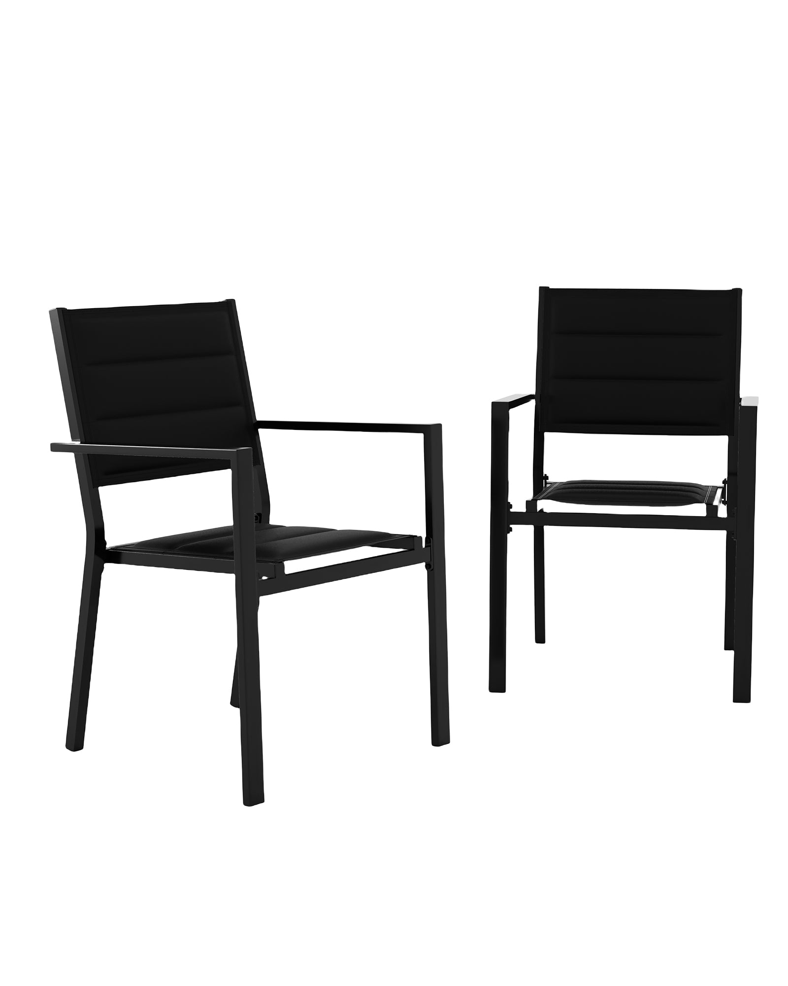 Garvee Set of 4 Stackable Patio Dining Chairs, All-Weather Aluminum Outdoor Stacking Chairs with Armrests,Black