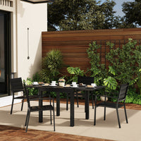 Garvee Set of 4 Stackable Patio Dining Chairs, All-Weather Aluminum Outdoor Stacking Chairs with Armrests,Black