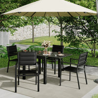 Garvee Set of 4 Stackable Patio Dining Chairs, All-Weather Aluminum Outdoor Stacking Chairs with Armrests,Black