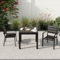Garvee Set of 4 Stackable Patio Dining Chairs, All-Weather Aluminum Outdoor Stacking Chairs with Armrests,Black