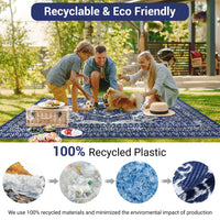 Garvee Outdoor Navy Blue & White 10x20 Waterproof Reversible Rug – UV-Resistant Plastic Straw Mat with Carry Bag, Foldable Easy-Clean Rug for Patio, Camping, RV, Beach, or Deck