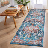 Garvee Oriental Medallion Runner Rug: Non-Slip Washable Vintage Floral Carpet for Bedroom/Living Room. Low-Pile Stain-Resistant - Blue