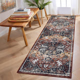 Garvee Oriental Medallion Runner Rug, Non-Slip Washable Vintage Floral Carpet for Bedroom/Living Room, Low-Pile Stain-Resistant - Brown