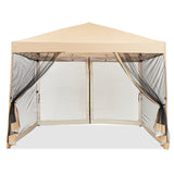 Garvee 10'x10' Instant Pop-Up Canopy Tent - Waterproof Outdoor Gazebo with Mosquito Net Walls for Parties, Camping & Garden (Beige)