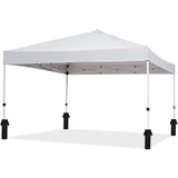 Garvee 10'x10' Instant Pop-Up Canopy Tent - Waterproof Beach Sun Shelter with Sidewalls & Wheeled Carry Bag (White)