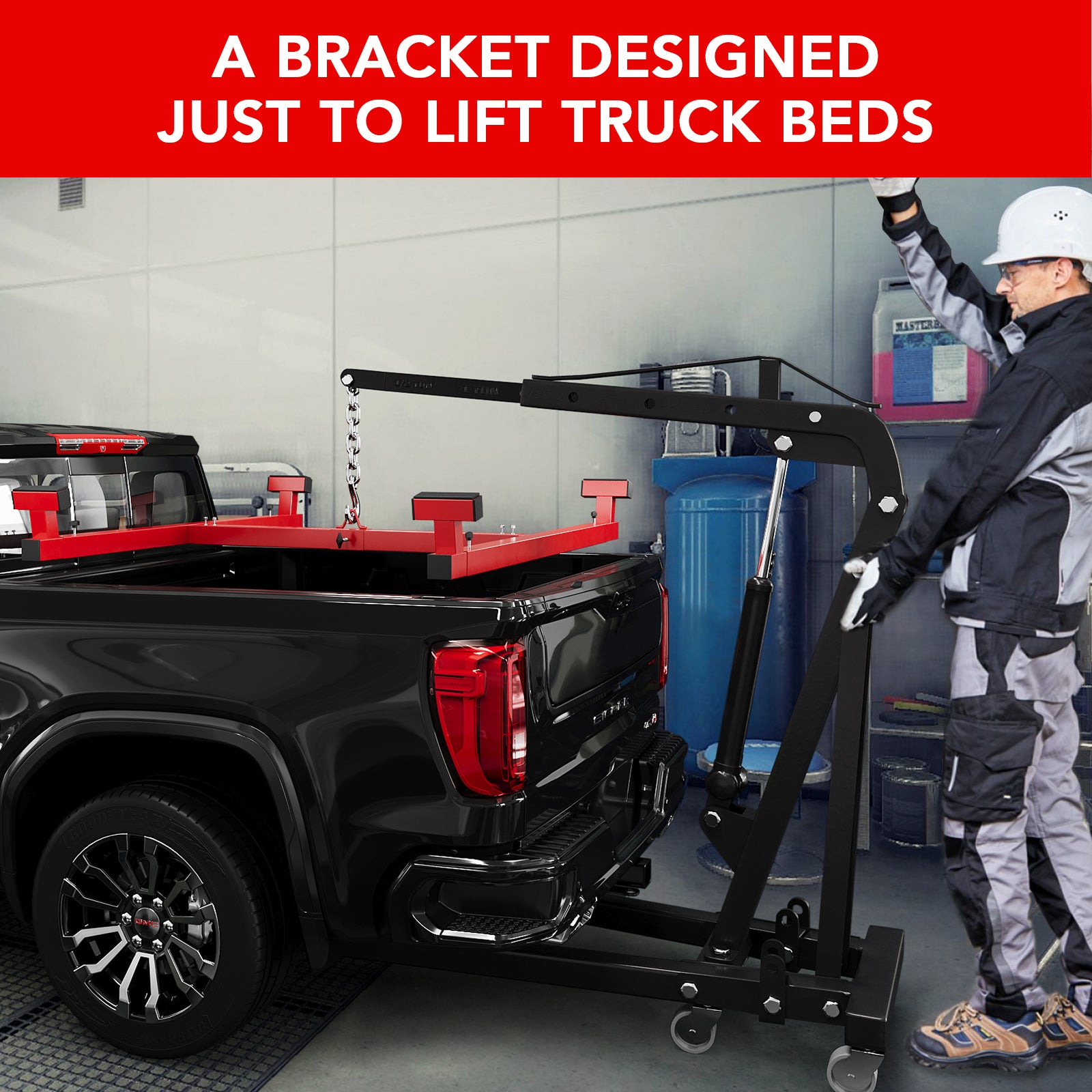 Garvee Adjustable Truck Box Bed Lift Up to 6 Ft, 800LB Capacity Heavy Duty Steel Powder Coated for Pickup Trucks, Durable Black Finish