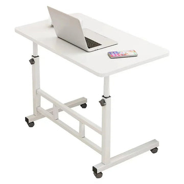 Garvee Mobile Adjustable Laptop Desk with Wheels – 32" Portable Rolling Computer Table for Home Office, Study, or Bedroom – Height 23"-36", White