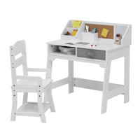 Garvee Kids Study Desk and Chair Set, Wood Writing Table with Storage Bins, Kids Study Desk with Bookshelf, Bulletin Board, Computer Desk for Boys Girls