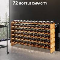 wine bottle storage rack made of wood with 72 bottle capacity