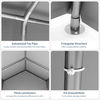 Garvee 10' X 10' Portable Carport with Rolled-Up Zipper Door, Waterproof Garage for Motorcycle, Bike, Firewood Storage, Grey