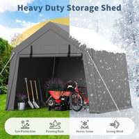 Garvee 10' X 10' Portable Carport with Rolled-Up Zipper Door, Waterproof Garage for Motorcycle, Bike, Firewood Storage, Grey