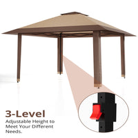 Garvee 13x13ft Pop-Up Canopy Tent with Mosquito Netting, Portable Outdoor Shelter for Lawn Garden Backyard Deck (Khaki & Dark Khaki)