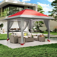 Garvee 13' x 13' Outdoor Tent, Double Roof Patio Gazebo Quick Setup Instant Canopy Tent Instant Canopy Gazebo Shelter, Red