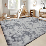 Garvee 5' x 8' Ultra Soft Shag Area Rug, Fuzzy Non-Slip Washable Carpet for Living Room, Bedroom & Nursery, Tie-Dye Light Gray - Tie-Dyed Light Gray