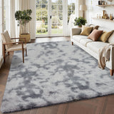 Garvee Fluffy & Sheepskin Light Grey 2.6x4.9 Area Rug for Bedroom Plush Rug Non-Slip Carpet Shaggy Rug for Living Room Bedroom Dining Room Kitchen Office Nursery Bedroom Decor,Grey - Light Gray